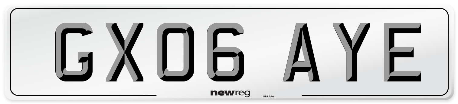GX06 AYE Number Plate from New Reg